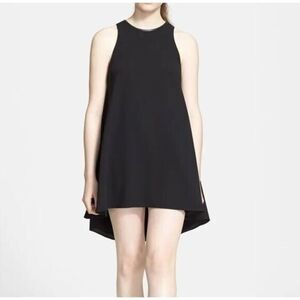 T Alexander Wang Leather Trim Trapeze Crepe Dress size 0 Black